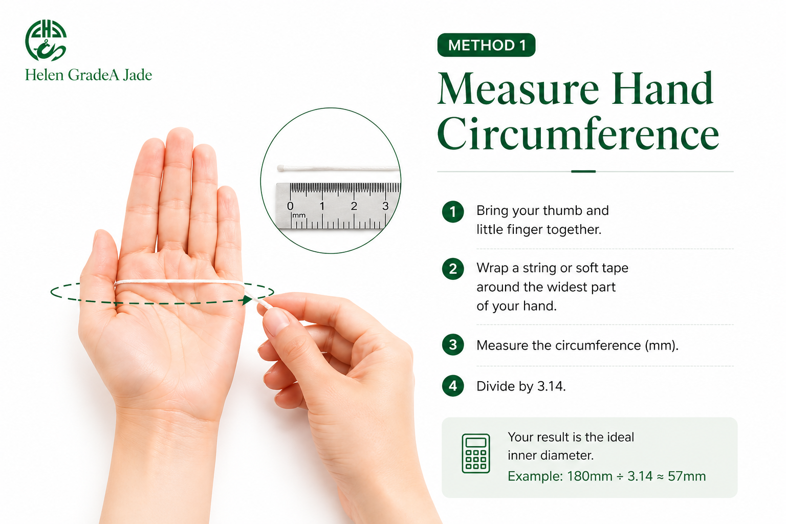 Jade Jewelry : How to measure bangle size, Helen Grade A Jade