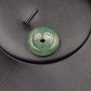 Natural jade donut pendant white and dark green