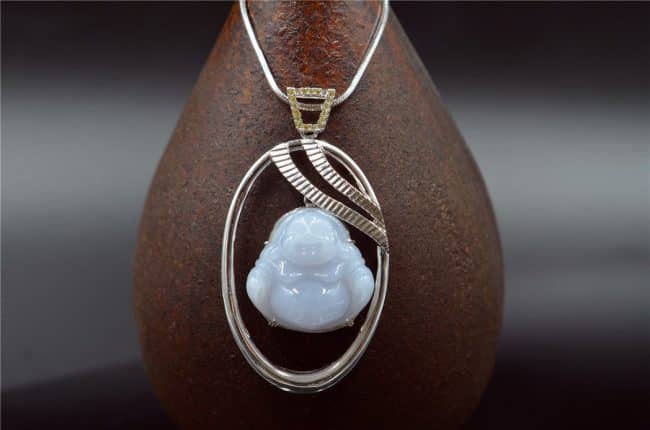 jade Buddha white pendant