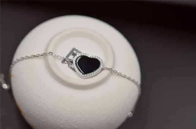 Silver925 jade bracelet black heart chain