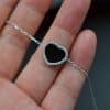 Silver925 jade bracelet black heart chain