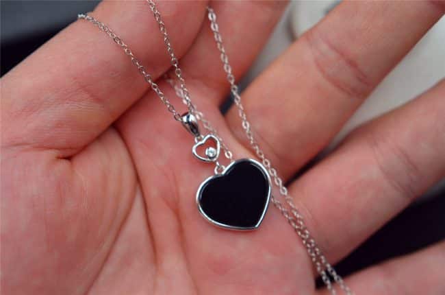 Jade heart necklace silver 925 pendant