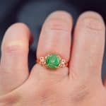 Gemstone jade ring silver 925 green donut