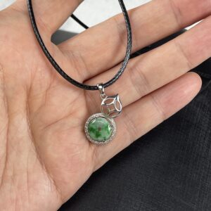 Green Jade Donut Pendant, Sterling Silver Gourd, Grade-A Jadeite JPT00000007