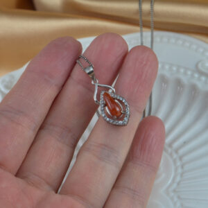 yellow jade pendant inlay silver 925 in hand
