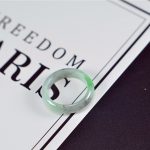 Icy light green band jade ring Burma jadeite black rings 18.9mm 27121928