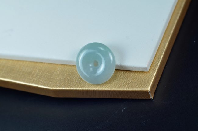Icy Green Jade Safety Coin Pendant Burma jadeite Necklace 10012018