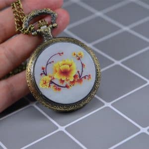 Natural Jade Cover Pocket Watch Pendant Necklace  200520187