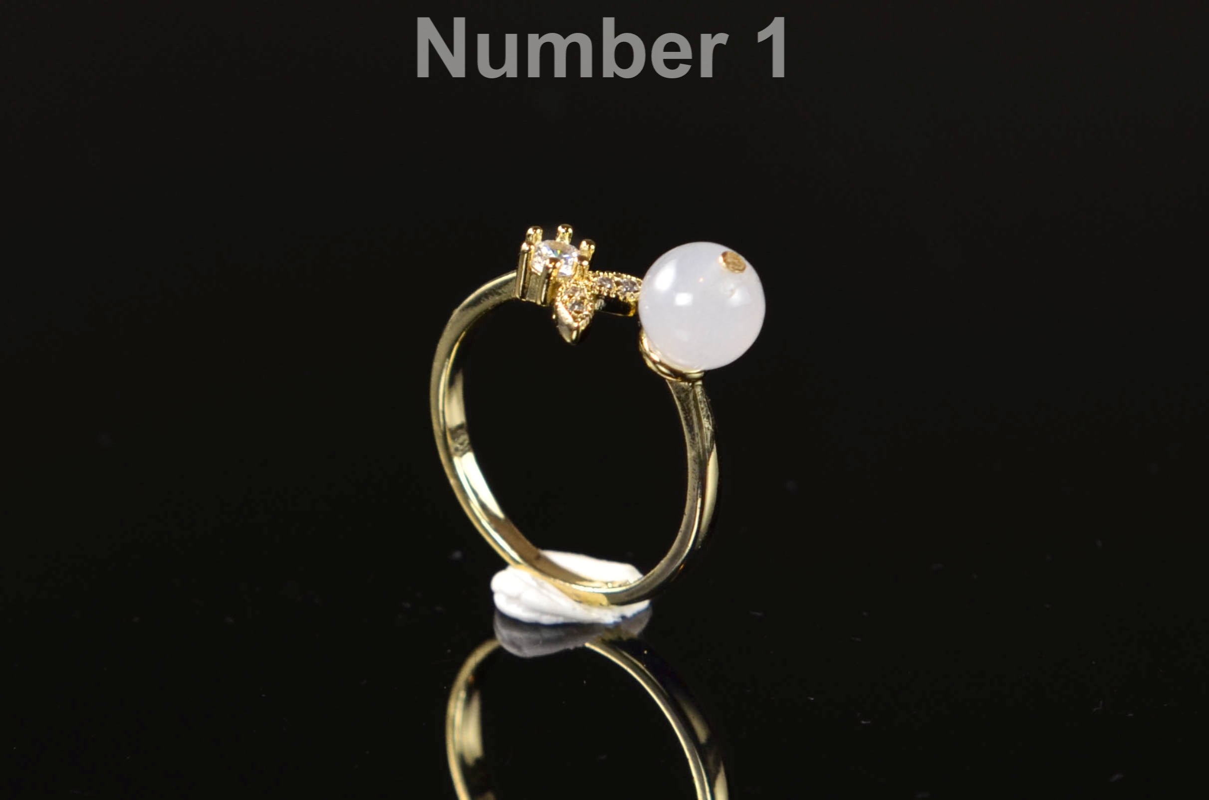 Natural Jade Adjustable Gold Filled Ring