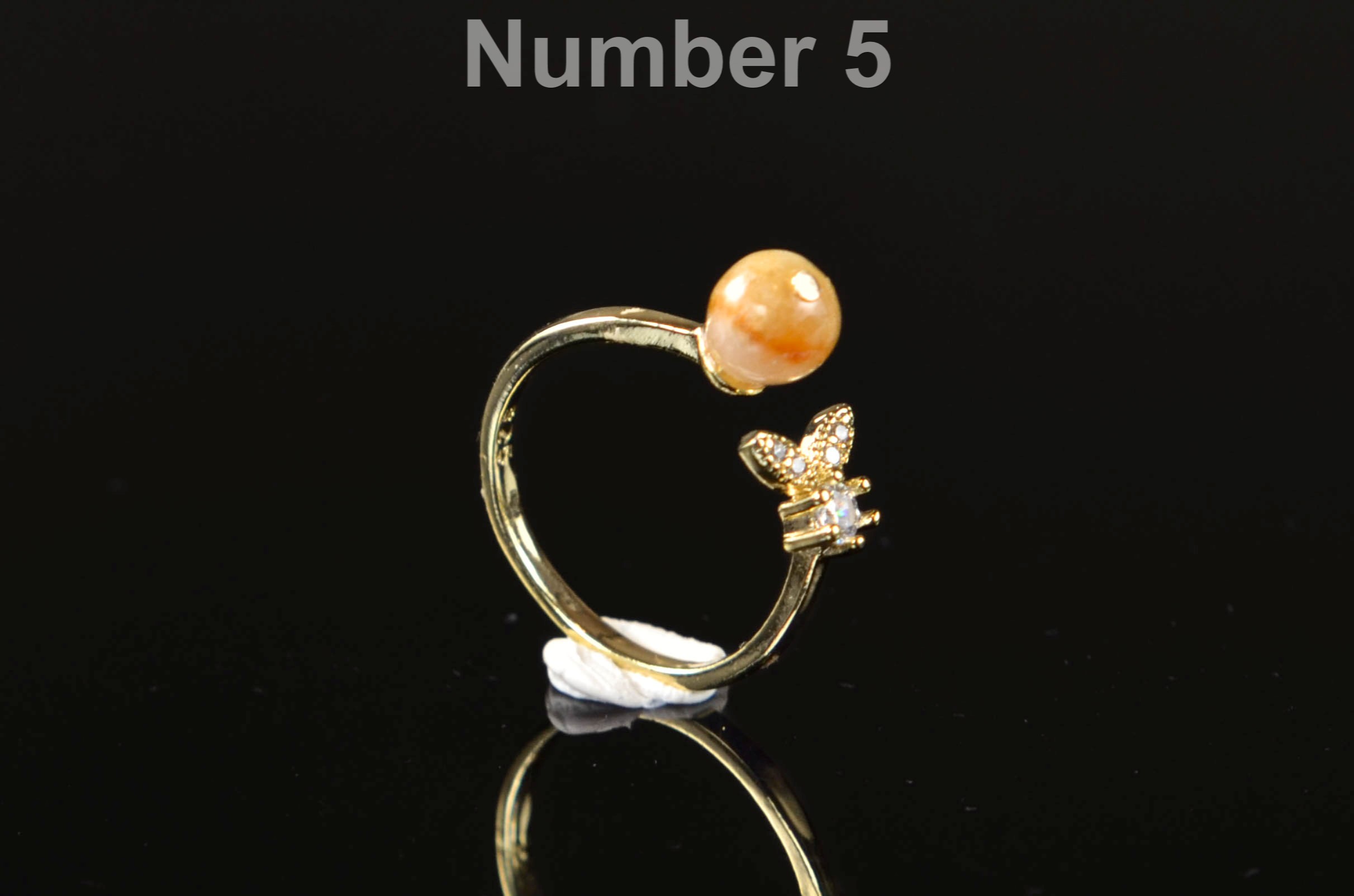 Natural Jade Adjustable Gold Filled Ring | Minimalist Open Band Crystal Ring | Universal Size Jade Jewelry - Image 5
