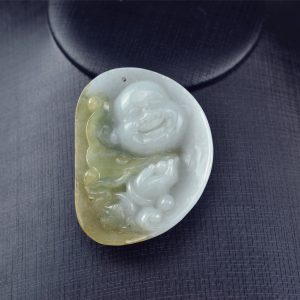 Yellow Jade Buddha pendant necklace 03072015