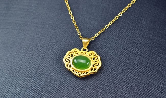 Bi jade Jasper green Jasperite silver 925 necklaces locker 03072054