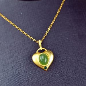 Bi jade Jasper green Jasperite silver 925 necklaces heart 03072055