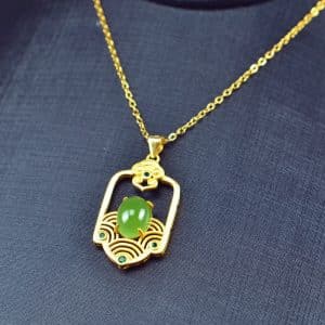 Bi jade Jasper green Jasperite silver 925 necklaces Pendant 03072058