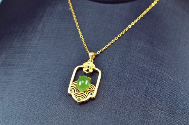 Bi jade Jasper green Jasperite silver 925 necklaces Pendant 03072058