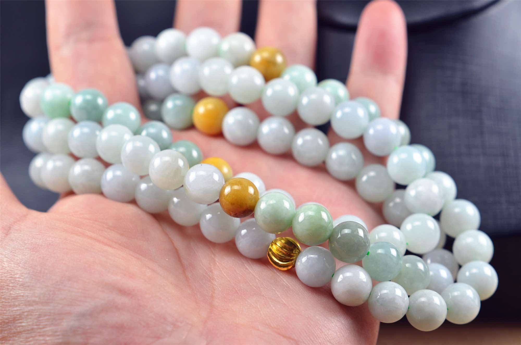 Multicolor jade beads real genuine Burma jadeite bracelet 9 mm 03072075