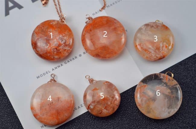 Red Natural Red Phantom Quartz Puffy coin Pendant Side Drilled Gemstone Focal Bead 18082004