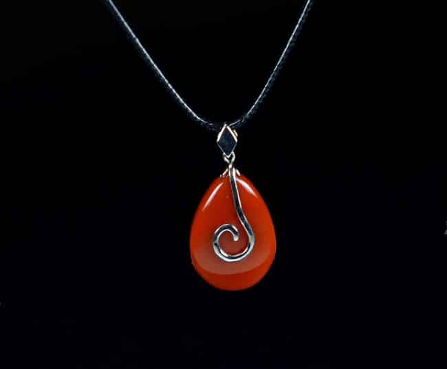 Red Agate Sterling Silver 925 Pendant Necklace 13122001
