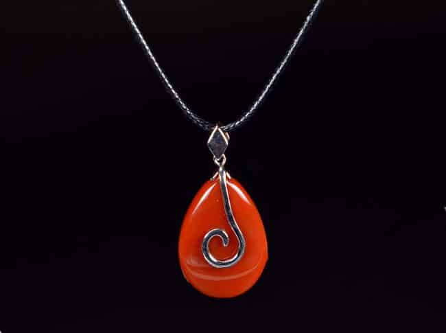 Red Agate Sterling Silver 925 Pendant Necklace 13122001