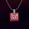 Chinese Dragon Red Agate Sterling Silver 925 Pendant Necklace 13122002