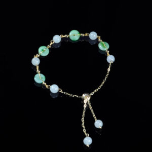 Jade stone drops 14K gold filled jadeite bracelet chain handmade BRACELET0001