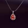 Water Drop Red Agate Sterling Silver 925 Pendant Zircon Necklace AGAT0007 - Image 2