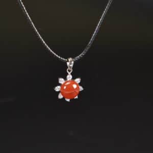 Red Agate Sterling Silver 925 Pendant Necklace AGAT0012