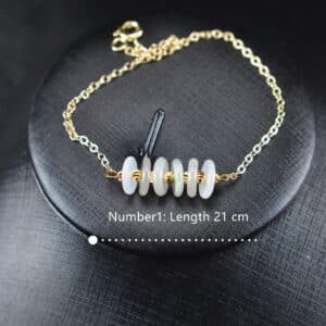 Jade stone drops 14K gold filled jadeite bracelet chain handmade 13122013