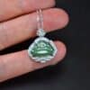 GreenHand-carved Jadeite Laugh Buddha Amulet Pendant silver 925JPT00000048 - Image 2