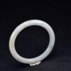 White Handmade Natural Gemstone Round Jadeite Bracelet 59 mm BG01590014