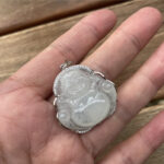 Jadeite Buddha Amulet Pendant silver 925 certified necklace 1462