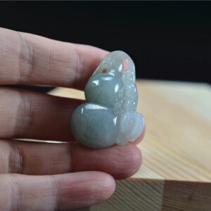 Natural jadeite guard calabash with a Pixiu on the top necklace 20230101