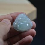 Natural Icy Chinese Jade Laugh Buddha Pendant certified necklace 4247