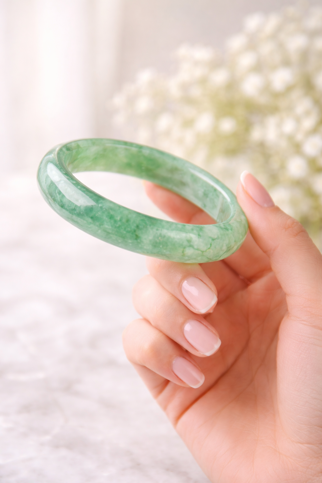 jade bangle in hand