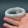 White handmade jade bangle, real jadeite bracelet, Burma stone 58 mm - Image 6