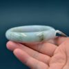 White handmade jade bangle, real jadeite bracelet, Burma stone 58 mm - Image 7