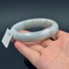 White handmade jade bangle, real jadeite bracelet, Burma stone 58 mm - Image 5