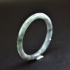 Thin Burmese White Jade Hand Carved Stone Bangle Bracelet 59mm