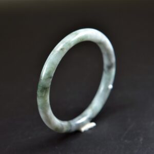 Thin Burmese White Jade Hand Carved Stone Bangle Bracelet 59mm BG01590018