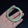 Hand Carved Icy Apple, Emerald, and Spinach Green with Milky White Burmese Grade A Jadeite Jade Bangle 51mm - Image 3