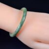 Hand Carved Icy Apple, Emerald, and Spinach Green with Milky White Burmese Grade A Jadeite Jade Bangle 51mm - Image 4