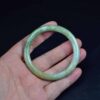 Hand Carved Icy Apple, Emerald, and Spinach Green with Milky White Burmese Grade A Jadeite Jade Bangle 51mm - Image 2