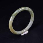 Hand Carved Icy Apple, Emerald, and Spinach Green with Milky White Burmese Grade A Jadeite Jade Bangle 51mm BG01510001