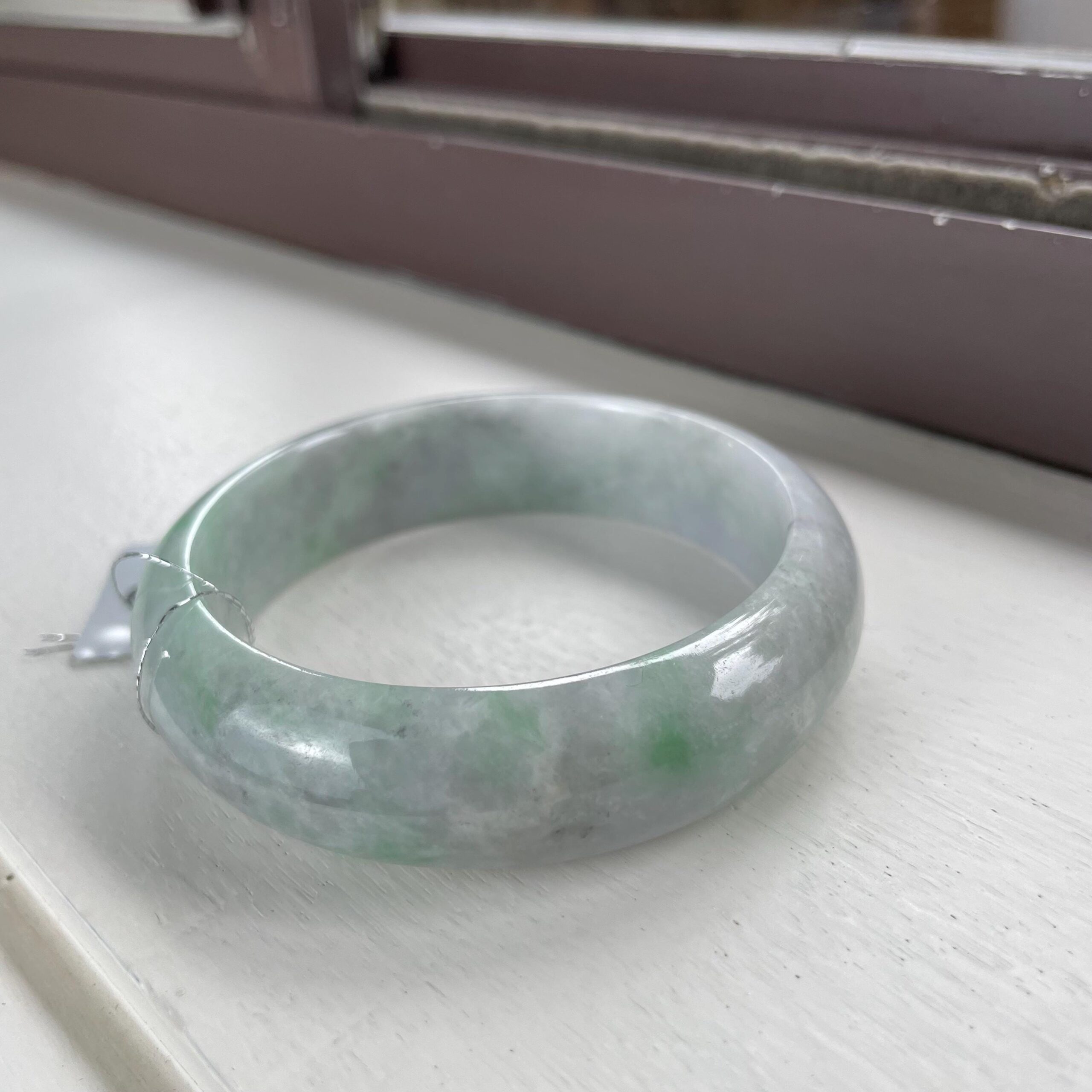Green Chinese jade bangle, grade A jadeite gemstone bangle, Asian jewelry 56mm - Image 6