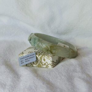 Light Green Ruyi Carved Jade Bracelet Untreated Burmese Jade Gift Jadeite Bangle 59mmBG01590024