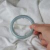 Blue Burmese jade bangles, Type A, real stone bracelet, 57mm - Image 3