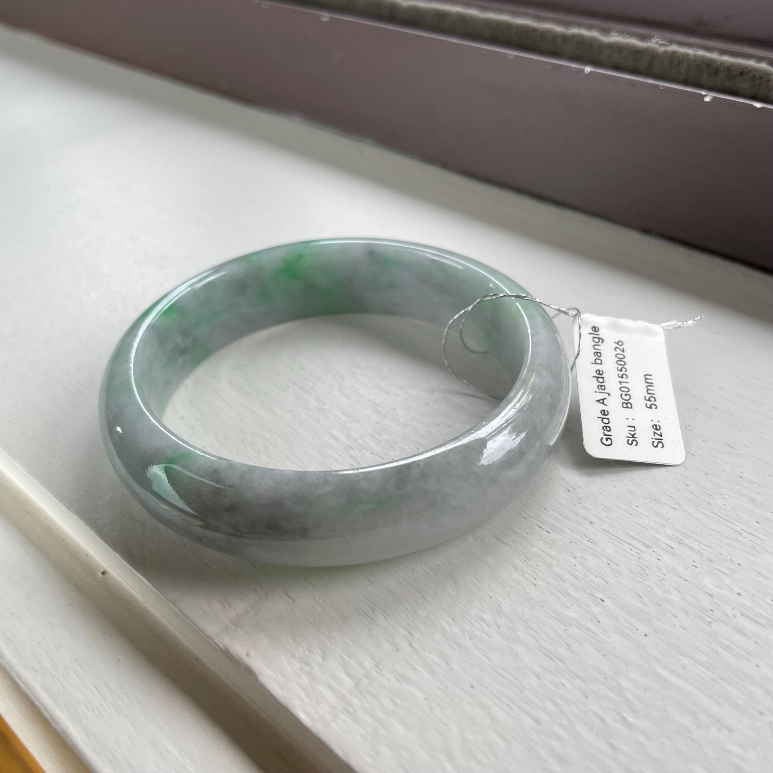 genuine jadeite bangle green grade A jade stone authentic Asian jewelry bracelet 55mm - Image 2
