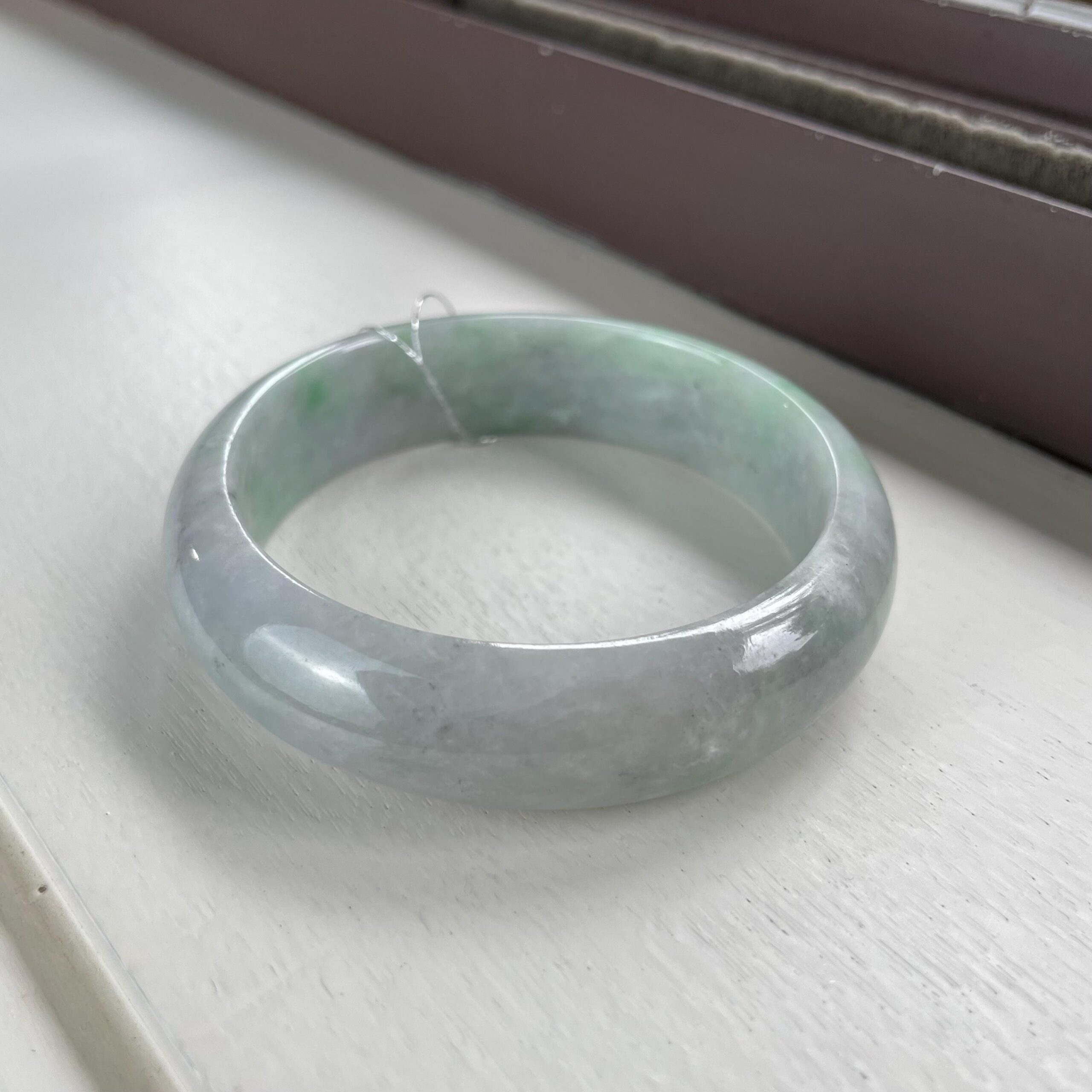 Green Chinese jade bangle, grade A jadeite gemstone bangle, Asian jewelry 56mm - Image 5