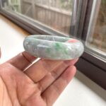 Green Luck Jade Bangle Bracelet, grade A jade gemstone bracelet, Asian jewelry  58mm BG01580034