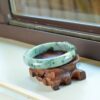 Green Spots Jade Bangle Round genuine grade A bracelets 57mm - Image 3